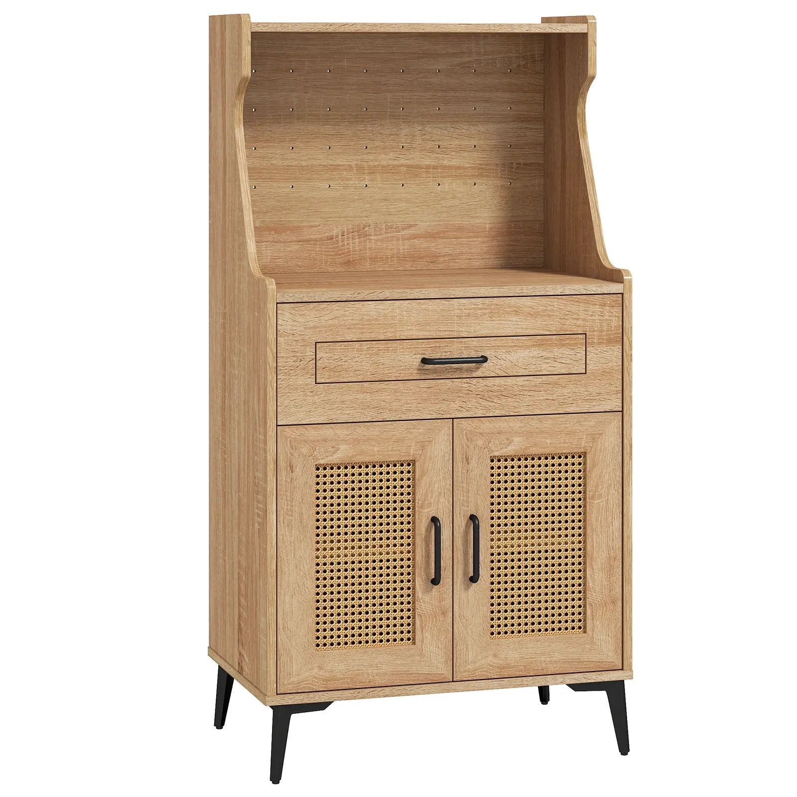 Coffee Bar Cabinet with Pegboard Storage Drawer and Adjustable Shelf-Oak by DirectDeals