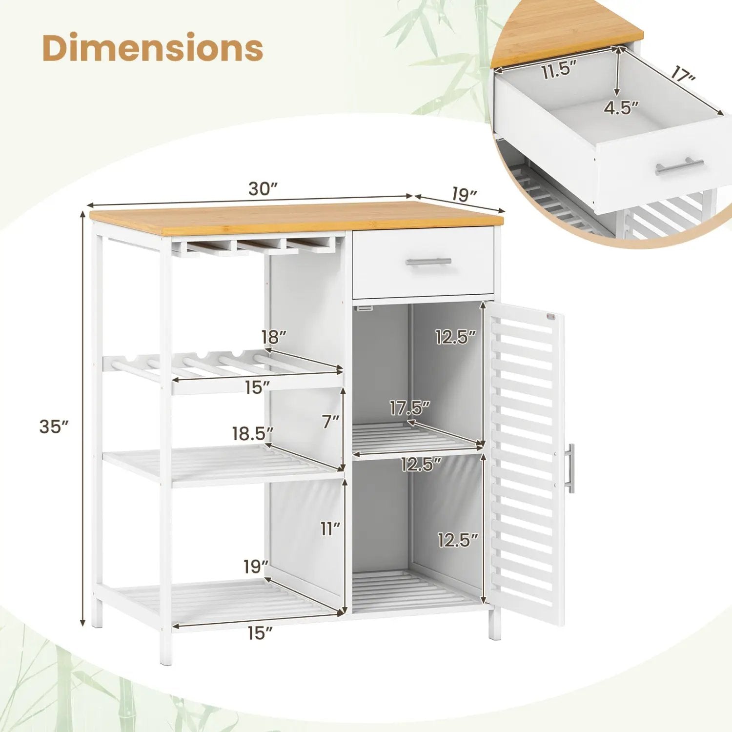 Coffee Bar Cabinet with Wine Rack and Bamboo Top by DirectDeals