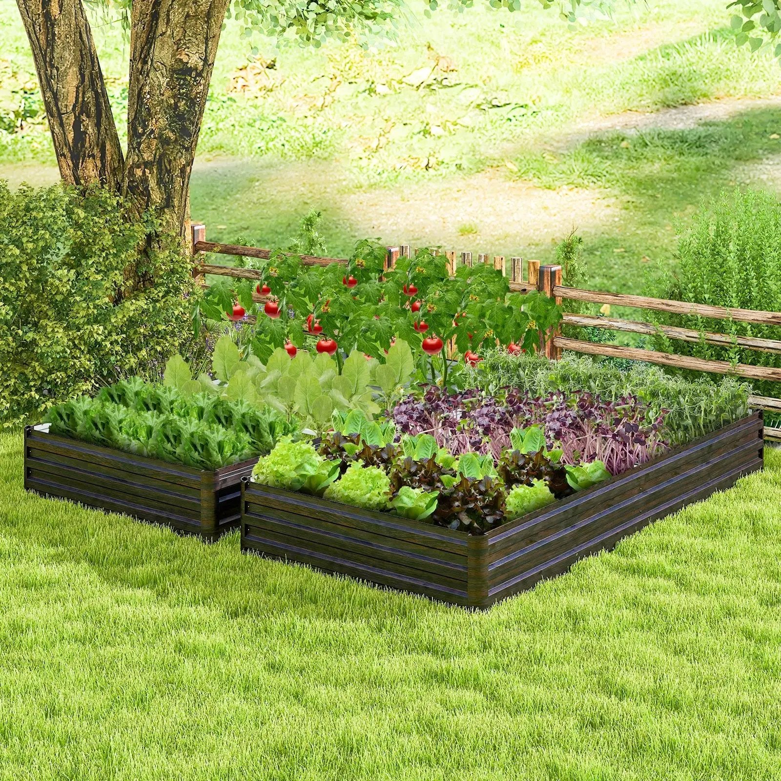 Large Outdoor Metal Planter Box for Vegetable Fruit Herb Flower-Coffee by DirectDeals