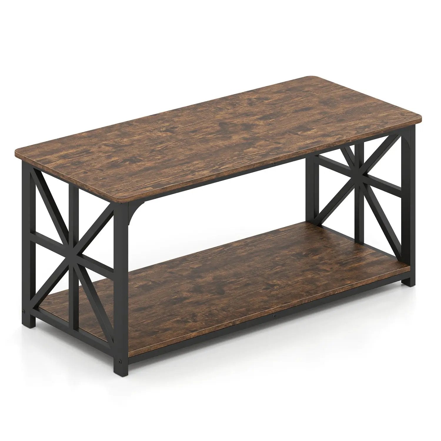 Coffee Table 2-Tier Center Table with Storage Shelf by DirectDeals