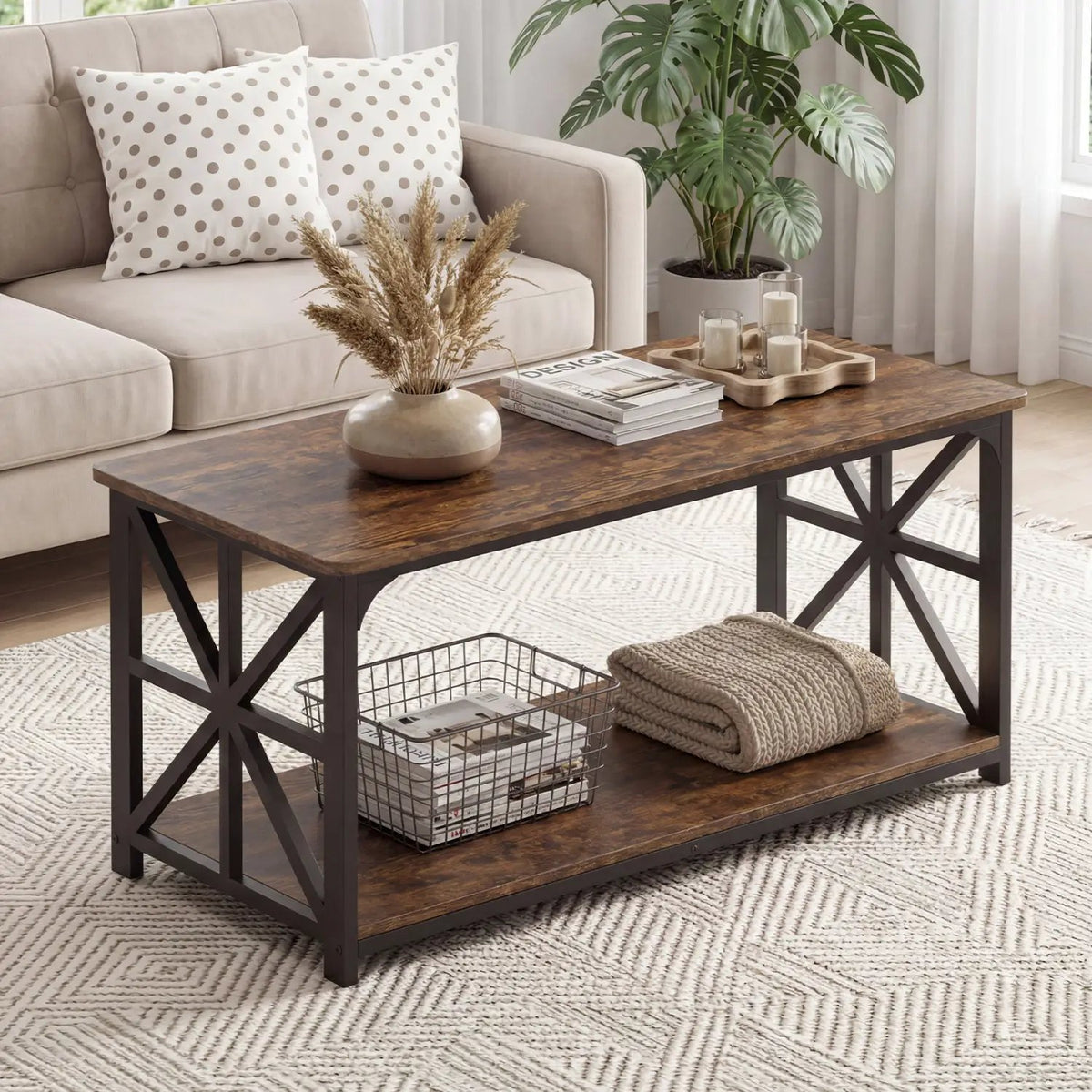Coffee Table 2-Tier Center Table with Storage Shelf, photo 7 of 24