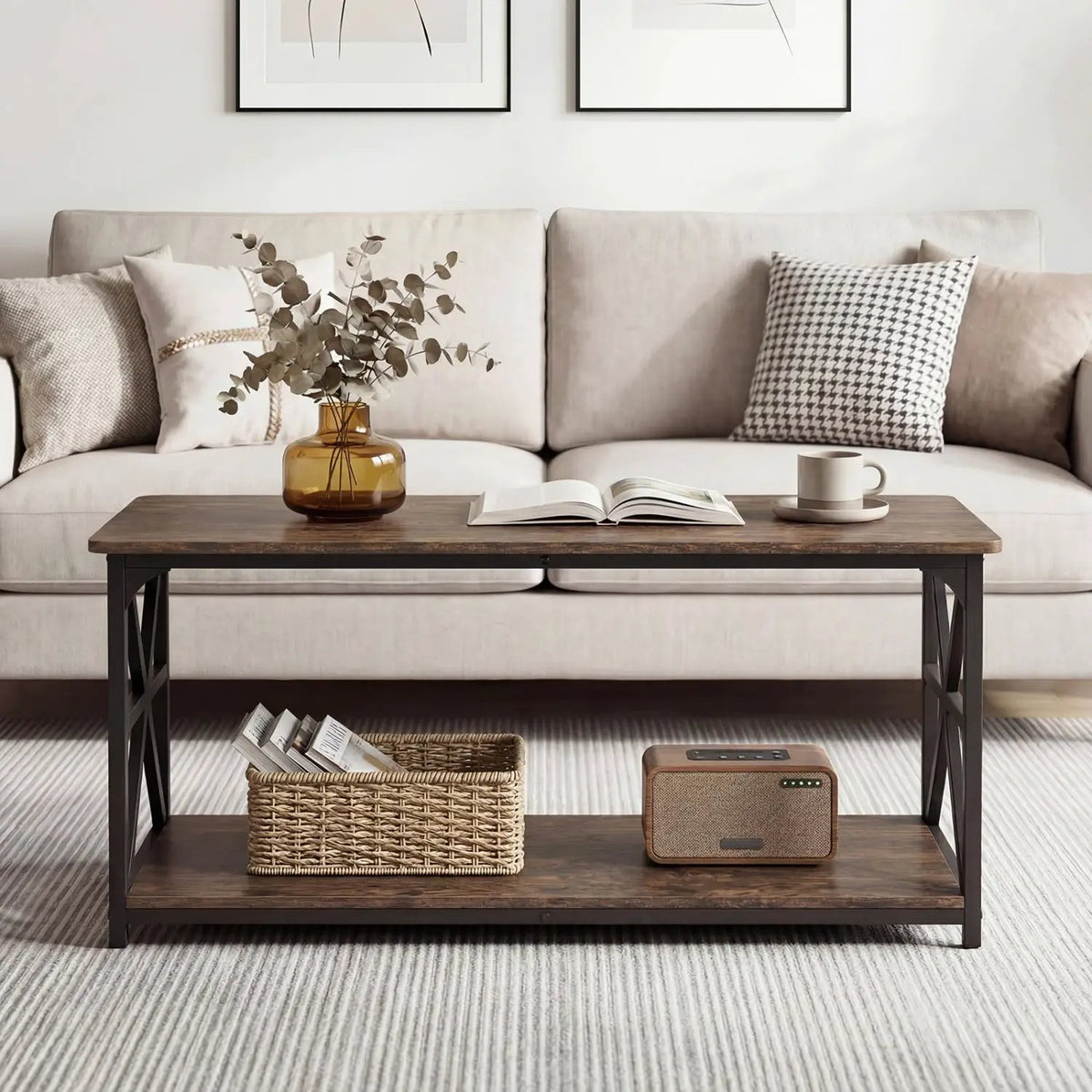 Coffee Table 2-Tier Center Table with Storage Shelf, photo 8 of 24