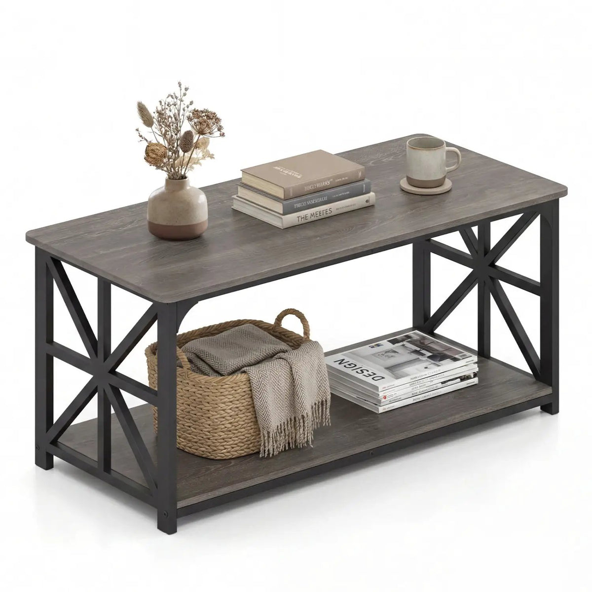 Coffee Table 2-Tier Center Table with Storage Shelf, photo 3 of 24
