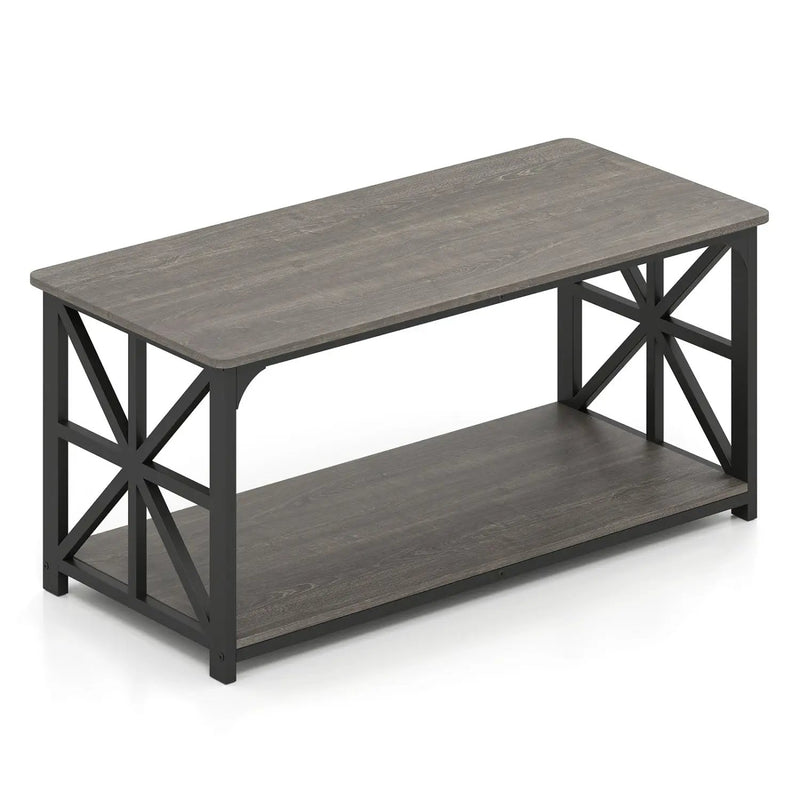 Coffee Table 2-Tier Center Table with Storage Shelf by DirectDeals