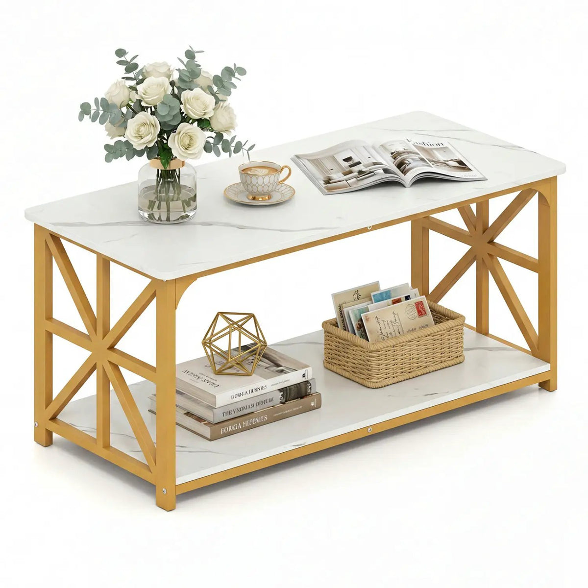 Coffee Table 2-Tier Center Table with Storage Shelf, photo 2 of 24