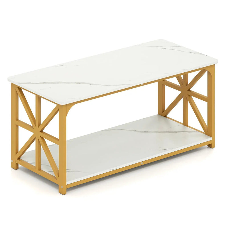 Coffee Table 2-Tier Center Table with Storage Shelf by DirectDeals
