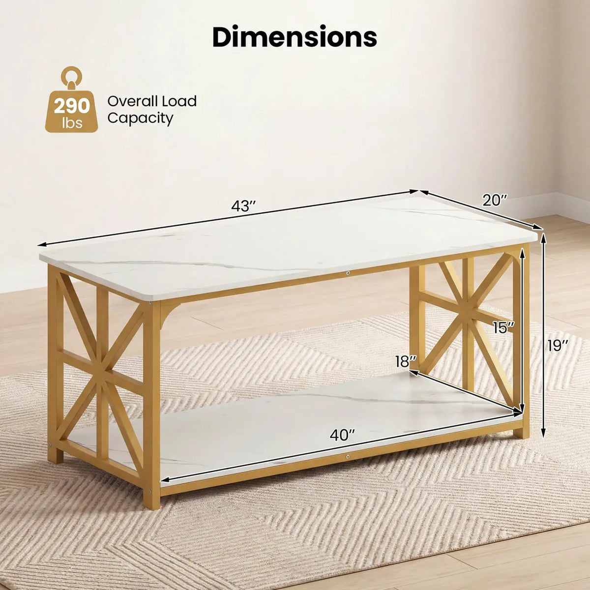 Coffee Table 2-Tier Center Table with Storage Shelf, photo 13 of 24