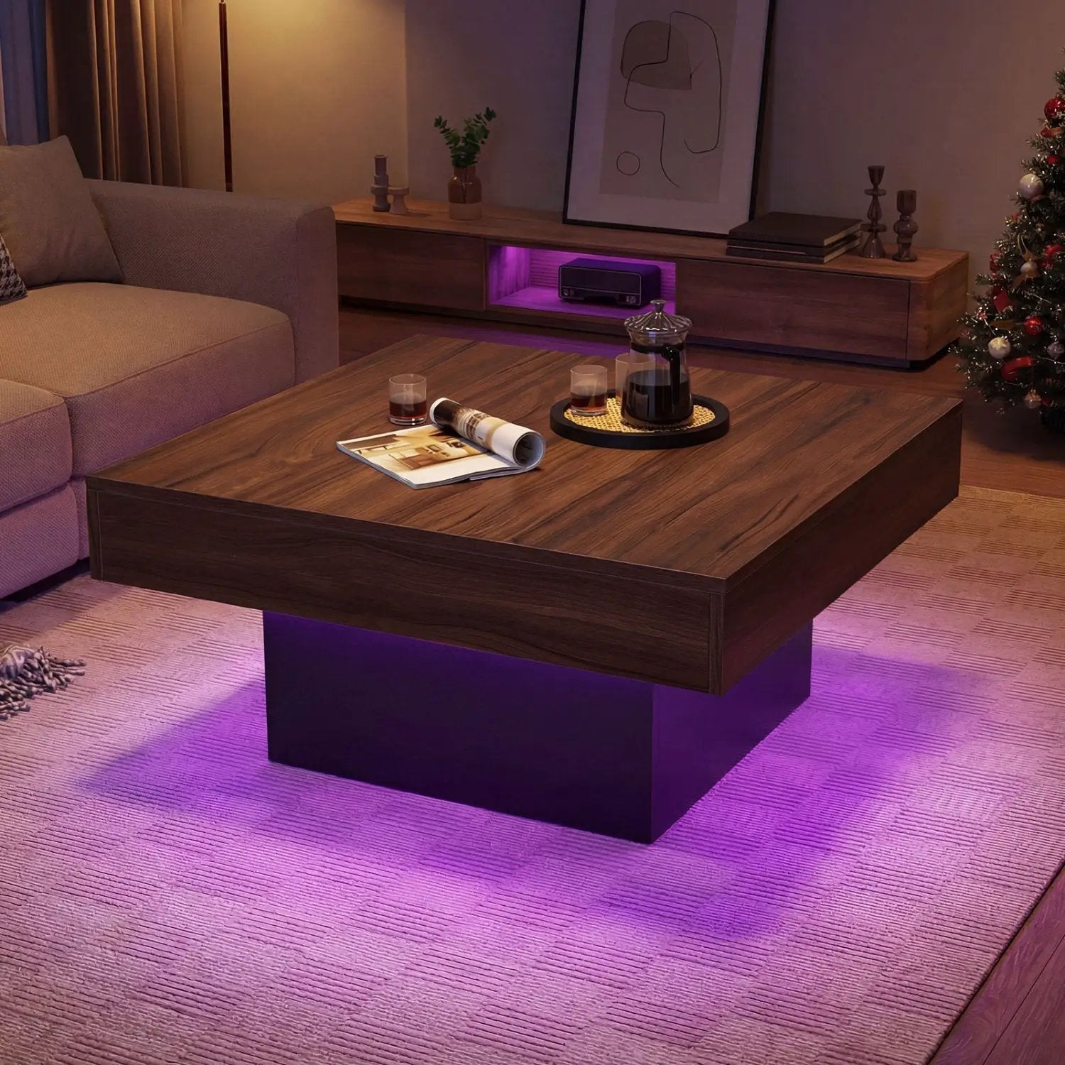 Coffee Table Accent Table with LED Lights and Dynamic Modes by DirectDeals