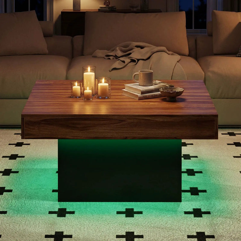 Coffee Table Accent Table with LED Lights and Dynamic Modes by DirectDeals