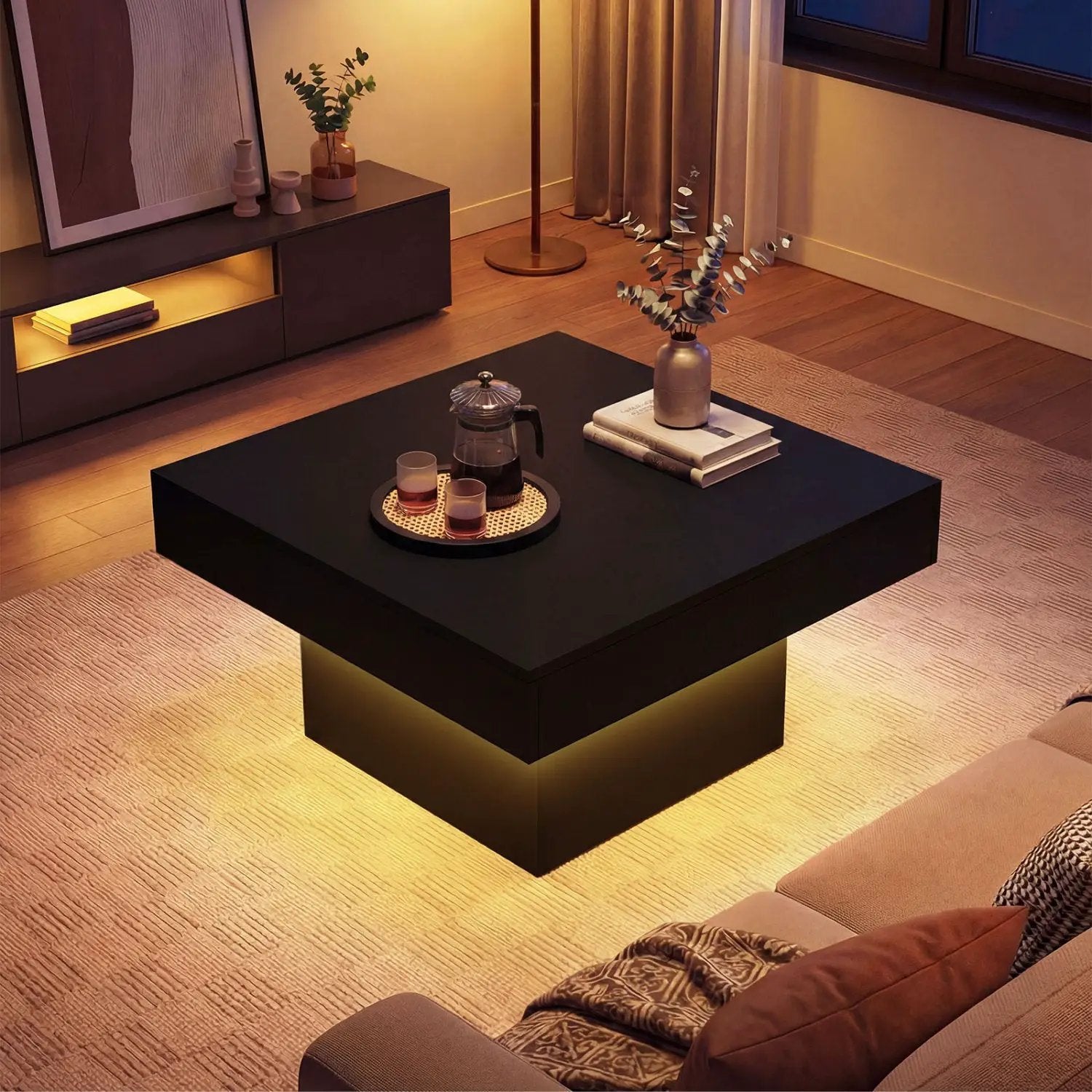 Coffee Table Accent Table with LED Lights and Dynamic Modes by DirectDeals