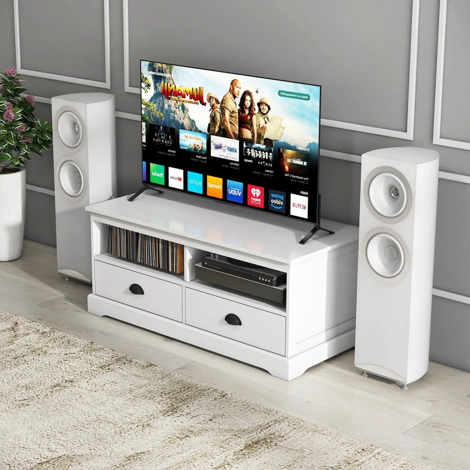 Modern Coffee Table with Drawers and Open Cubies-White by DirectDeals