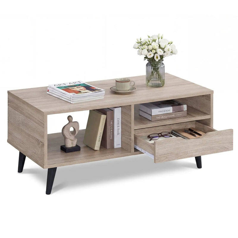 Coffee Table with Storage Rustic Rectangle Center Table by DirectDeals