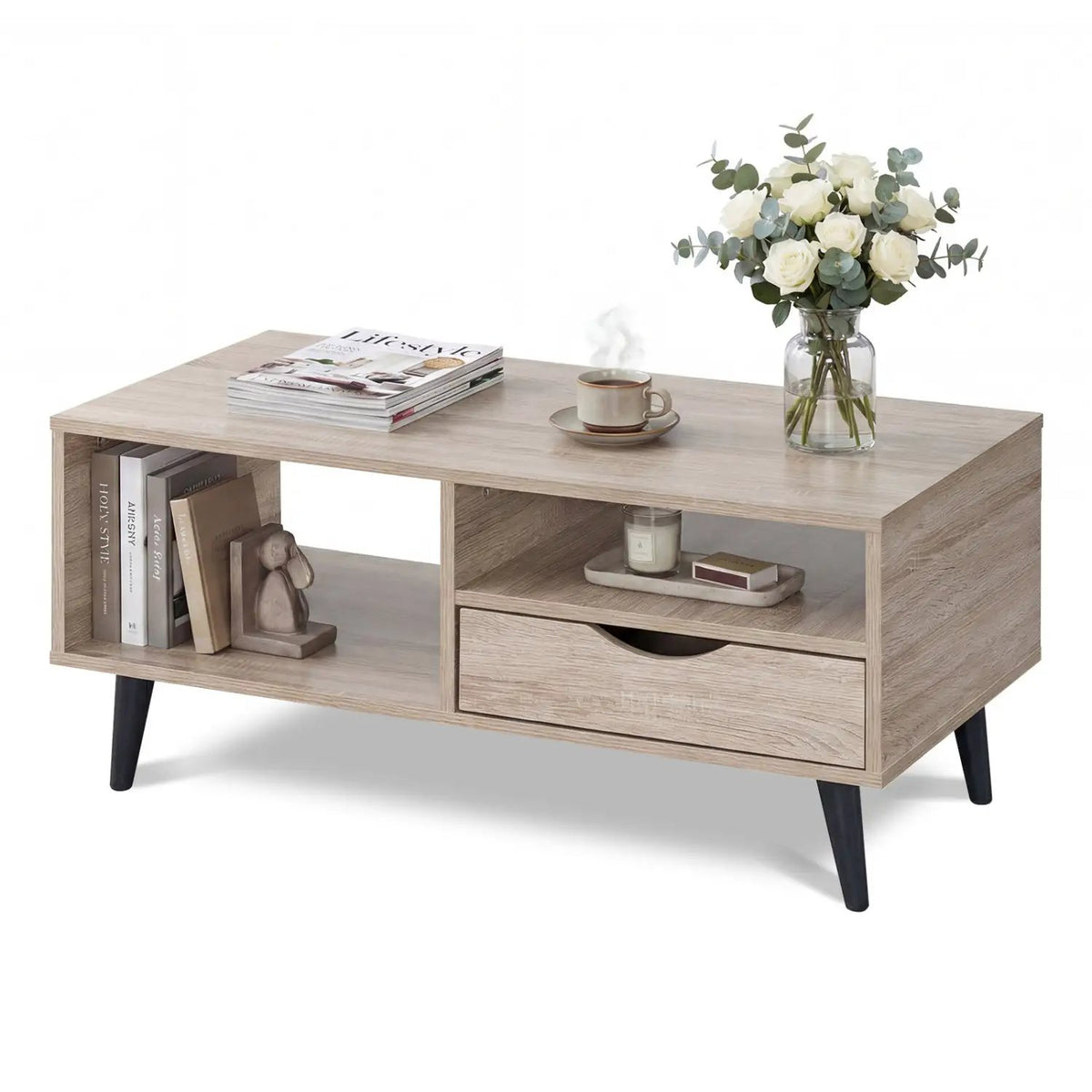 Coffee Table with Storage Rustic Rectangle Center Table, photo 10 of 16