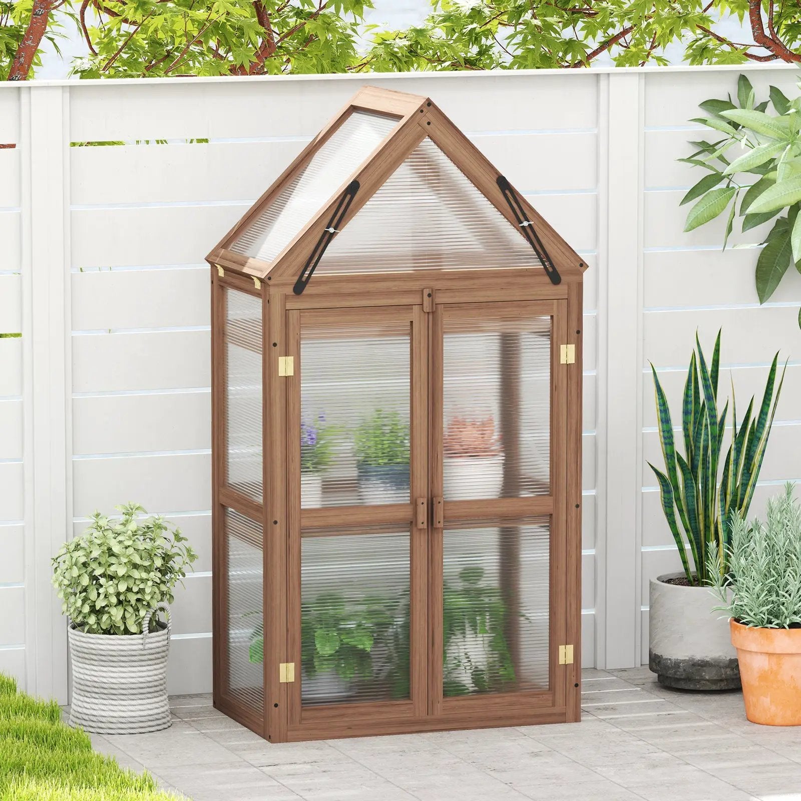Cold Frame Mini Wooden Greenhouse for Vegetable and Flower-Brown by DirectDeals