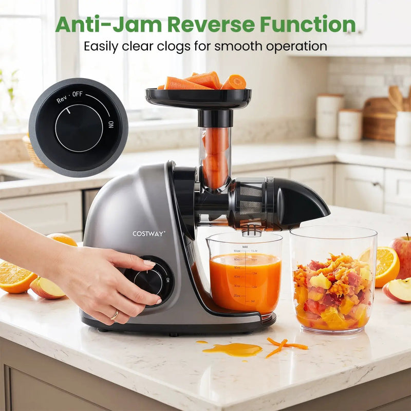 Cold Press Juicer Machine with 95% Juice Yield - Silver by DirectDeals