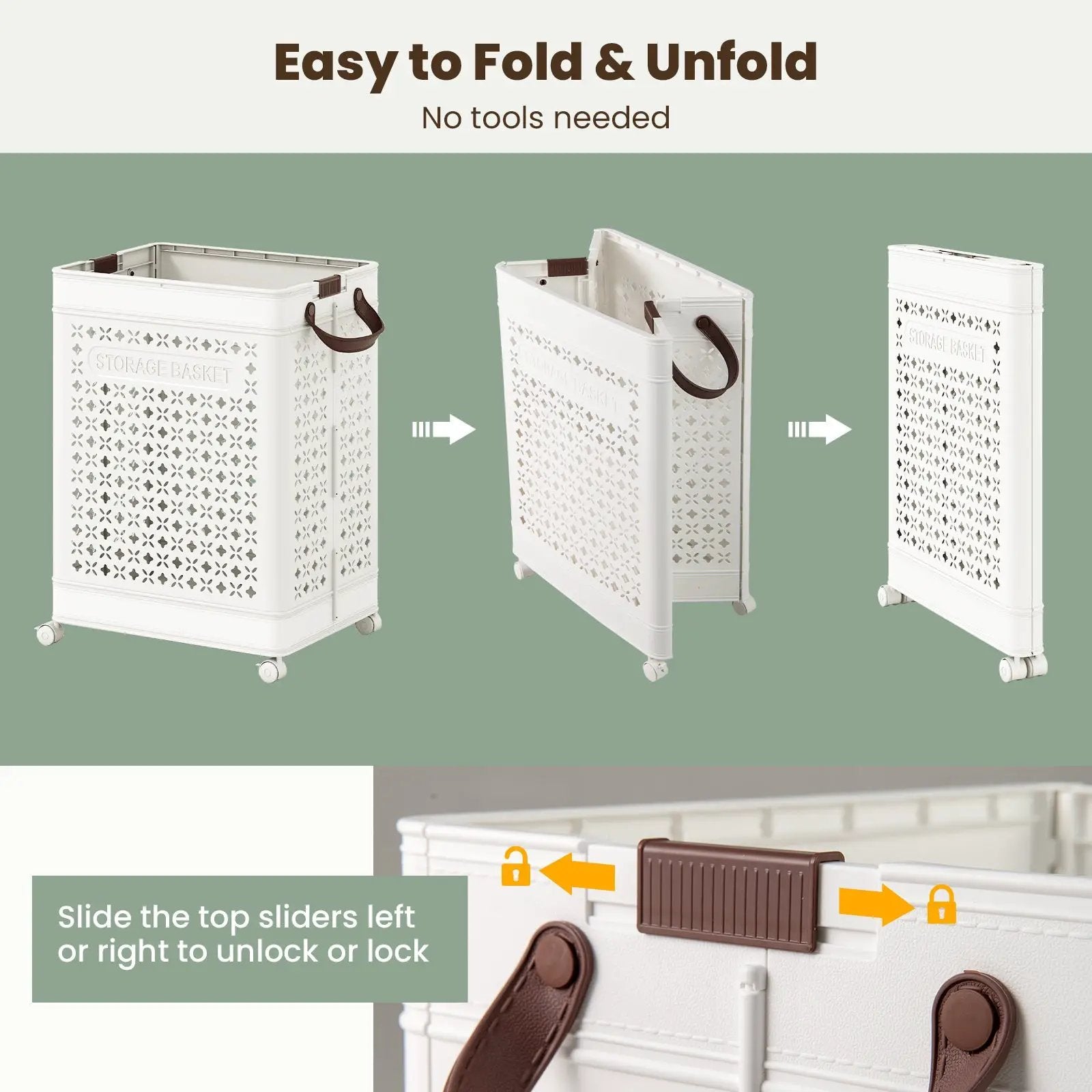 Collapsible Laundry Basket 20 Gallon Plastic Storage Bin-White by DirectDeals