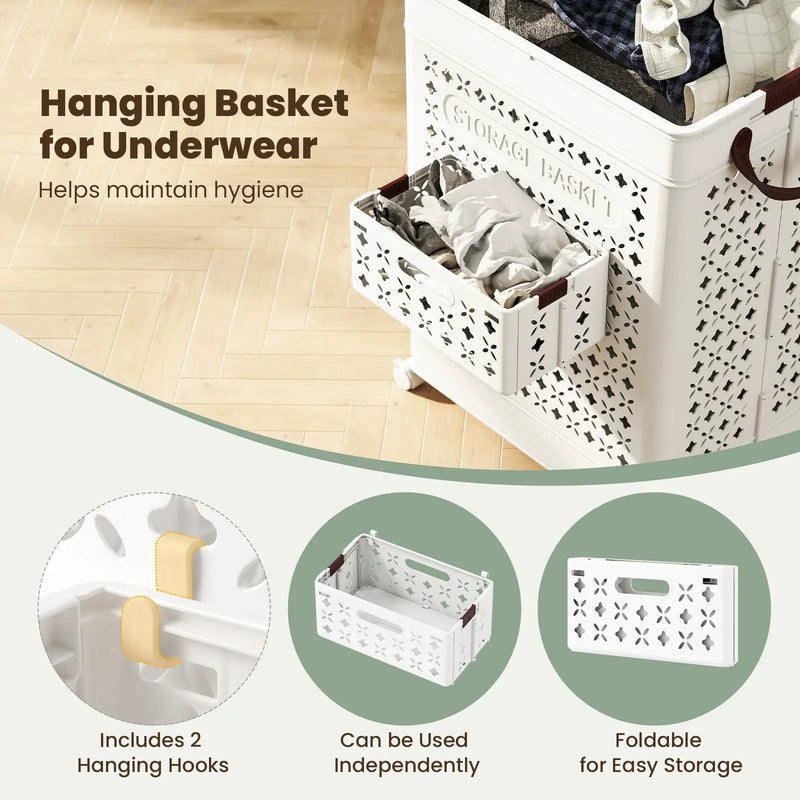Collapsible Laundry Basket 20 Gallon Plastic Storage Bin-White by DirectDeals