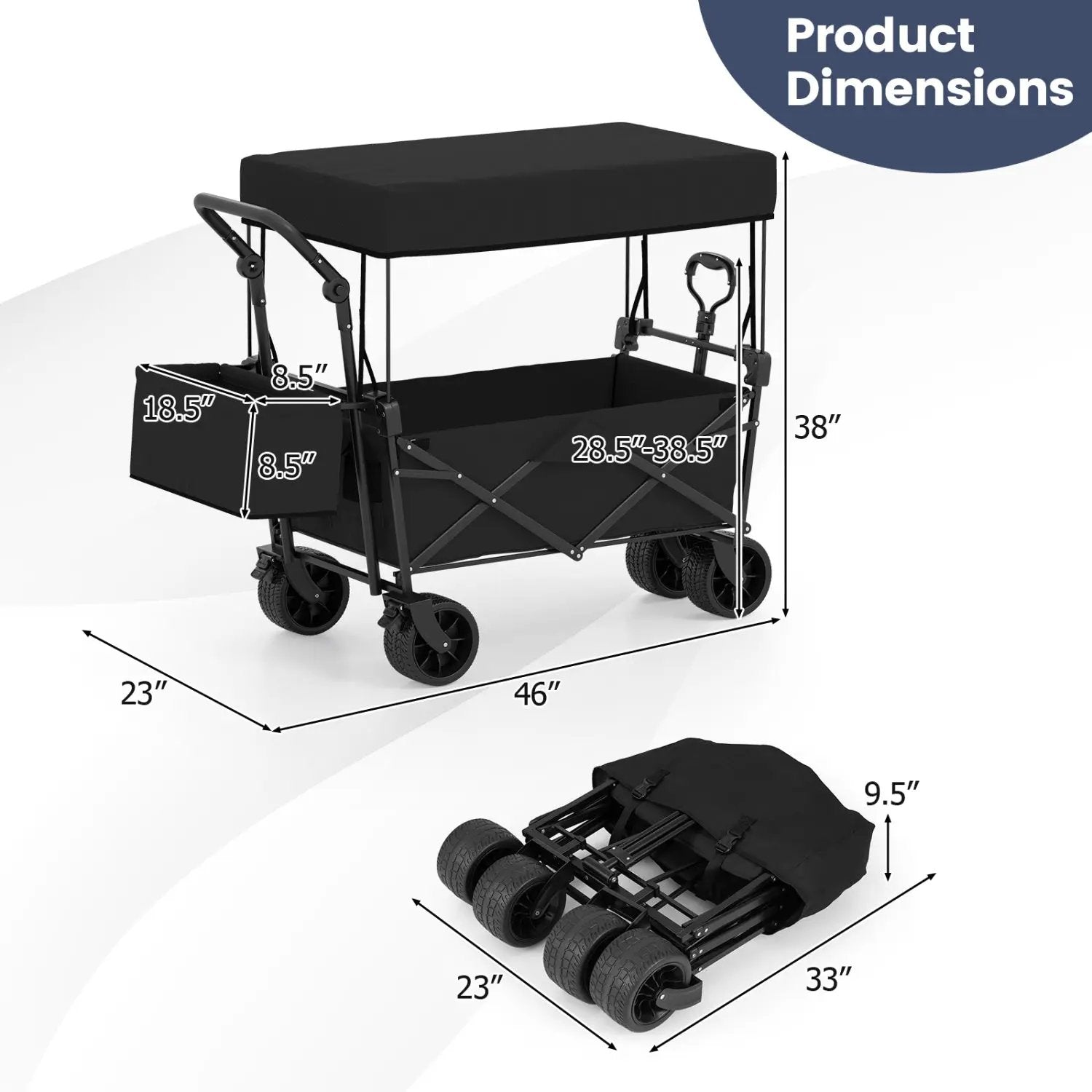 Collapsible Wagon with Removable Canopy and Detachable Storage Bag by DirectDeals