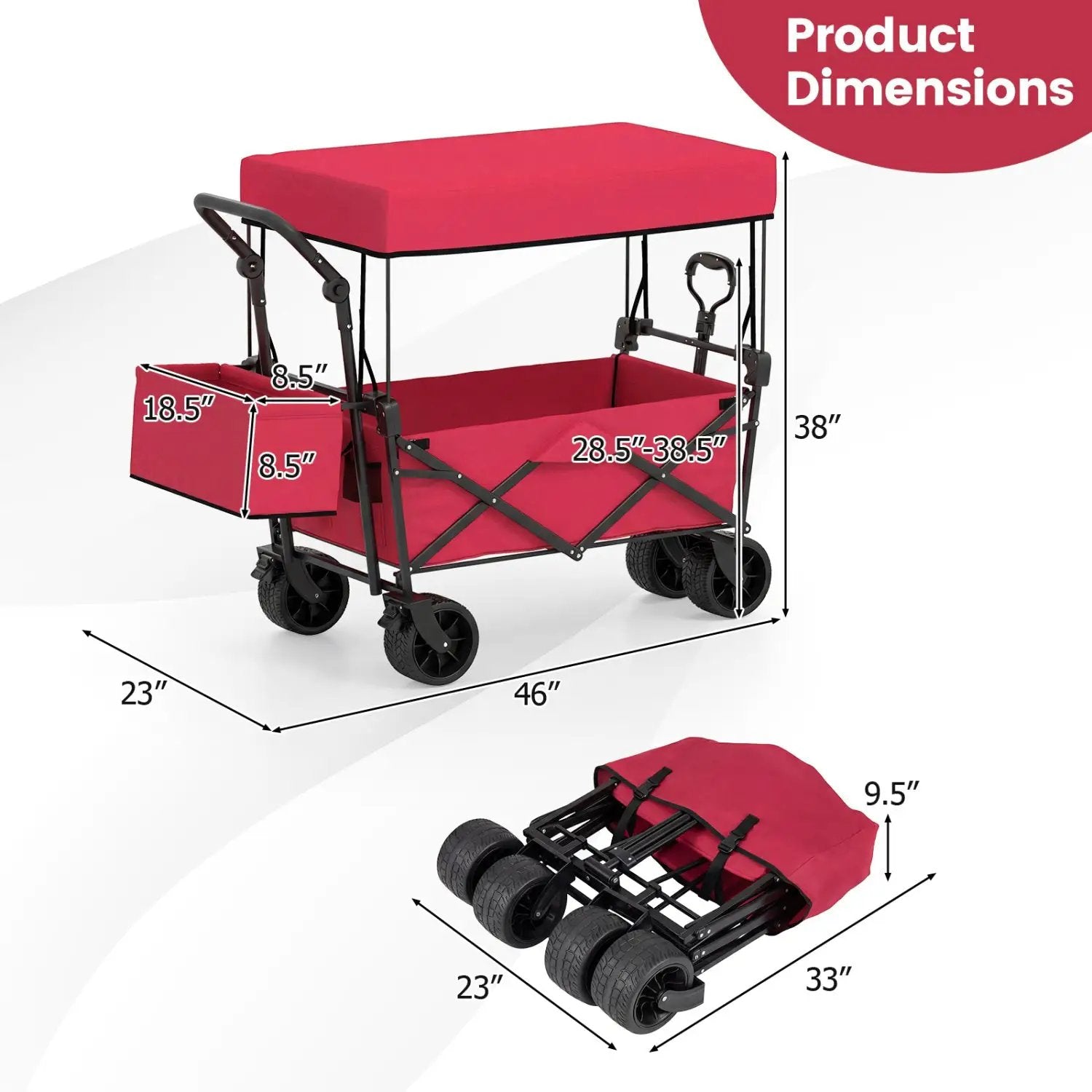 Collapsible Wagon with Removable Canopy and Detachable Storage Bag by DirectDeals