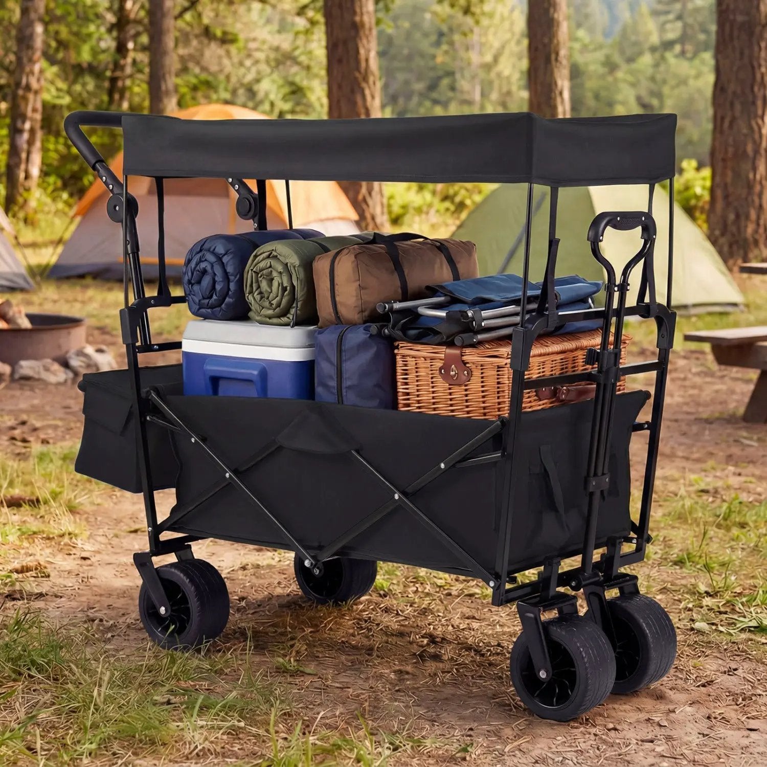 Collapsible Wagon with Removable Canopy and Adjustable Handles by DirectDeals