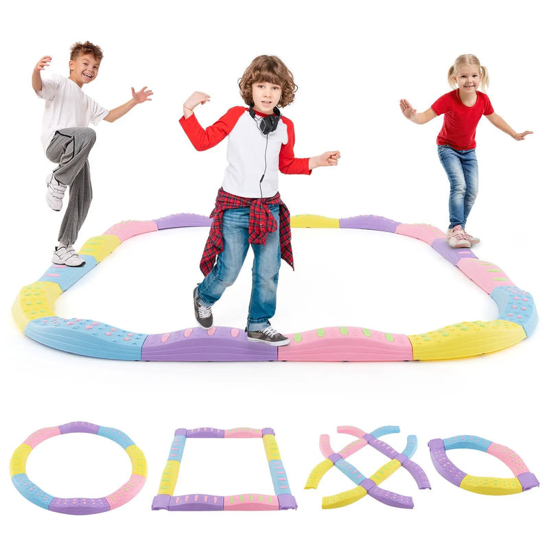 Colorful Kids Wavy Balance Beam with Textured Surface and Non-slip Foot Pads by DirectDeals