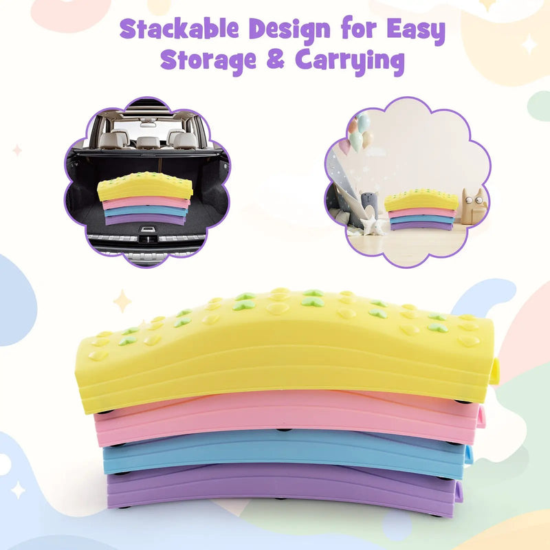 Colorful Kids Wavy Balance Beam with Textured Surface and Non-slip Foot Pads by DirectDeals