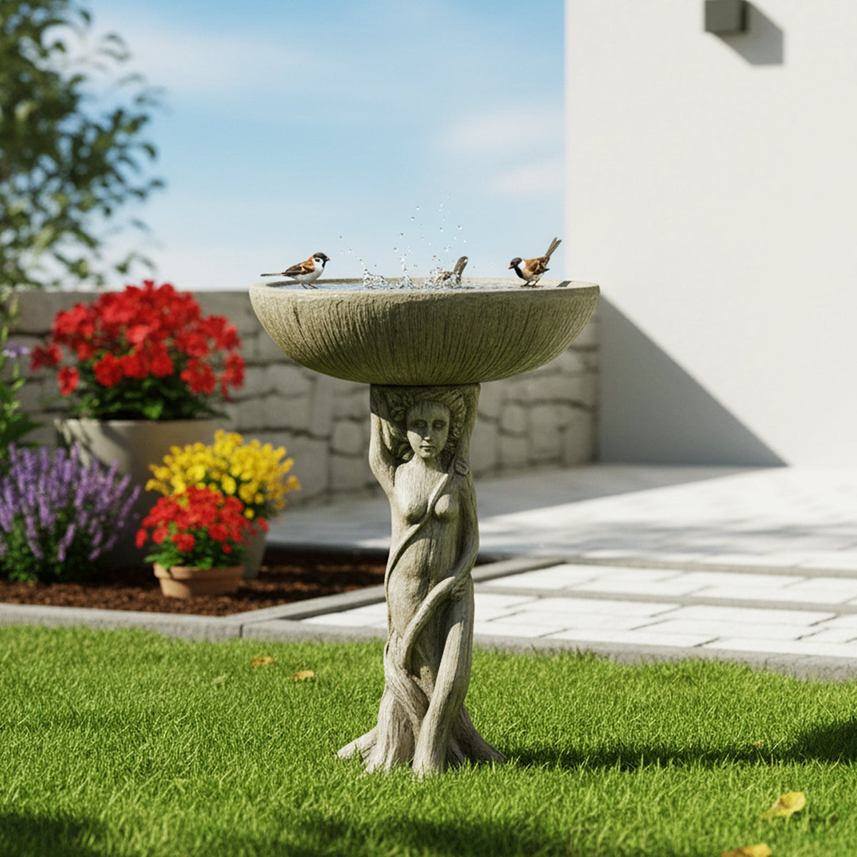 Concrete Bird Bath Statue Classical Goddess 22 Inch, photo 4 of 12