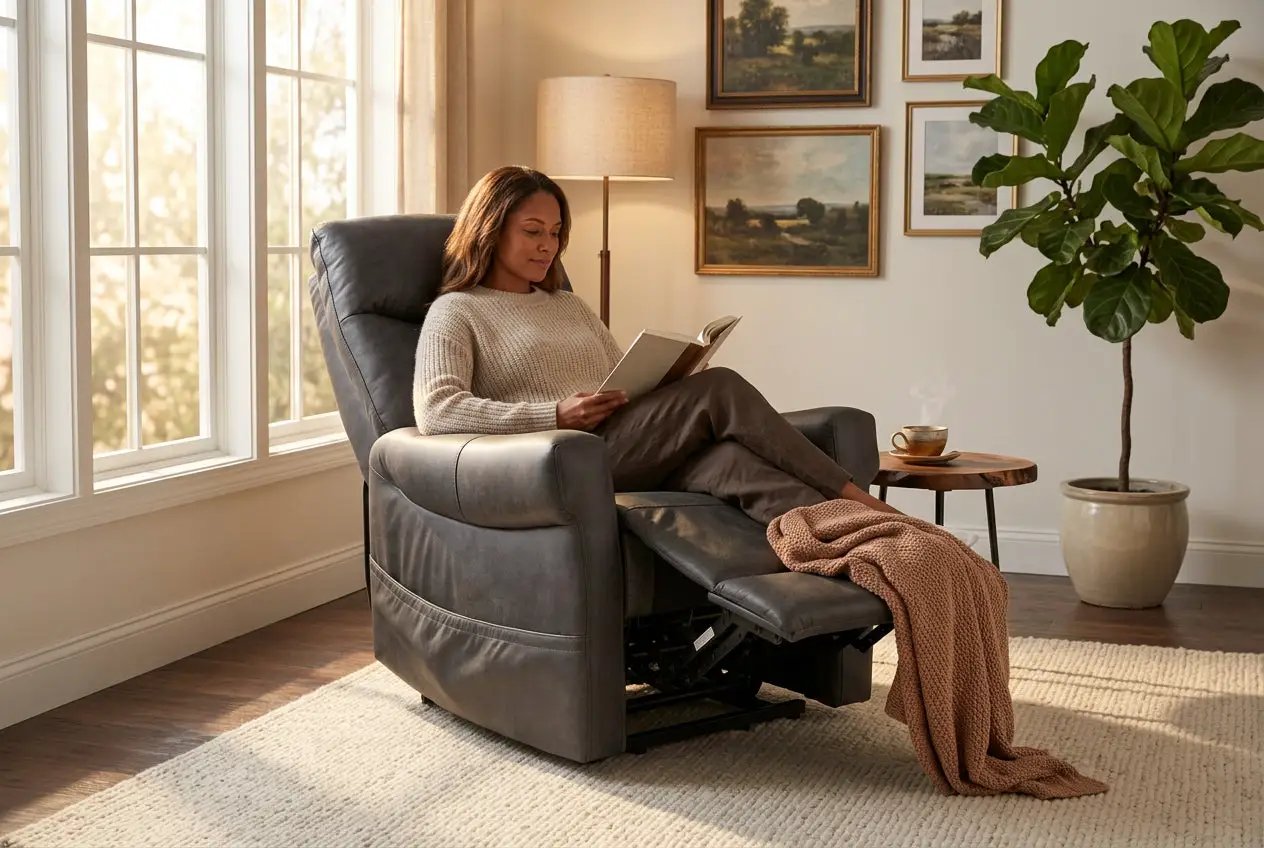 ComfortRise Granite Infinite Position Lift Chair with Power Headrest & Lumbar Support by Ornate Furniture