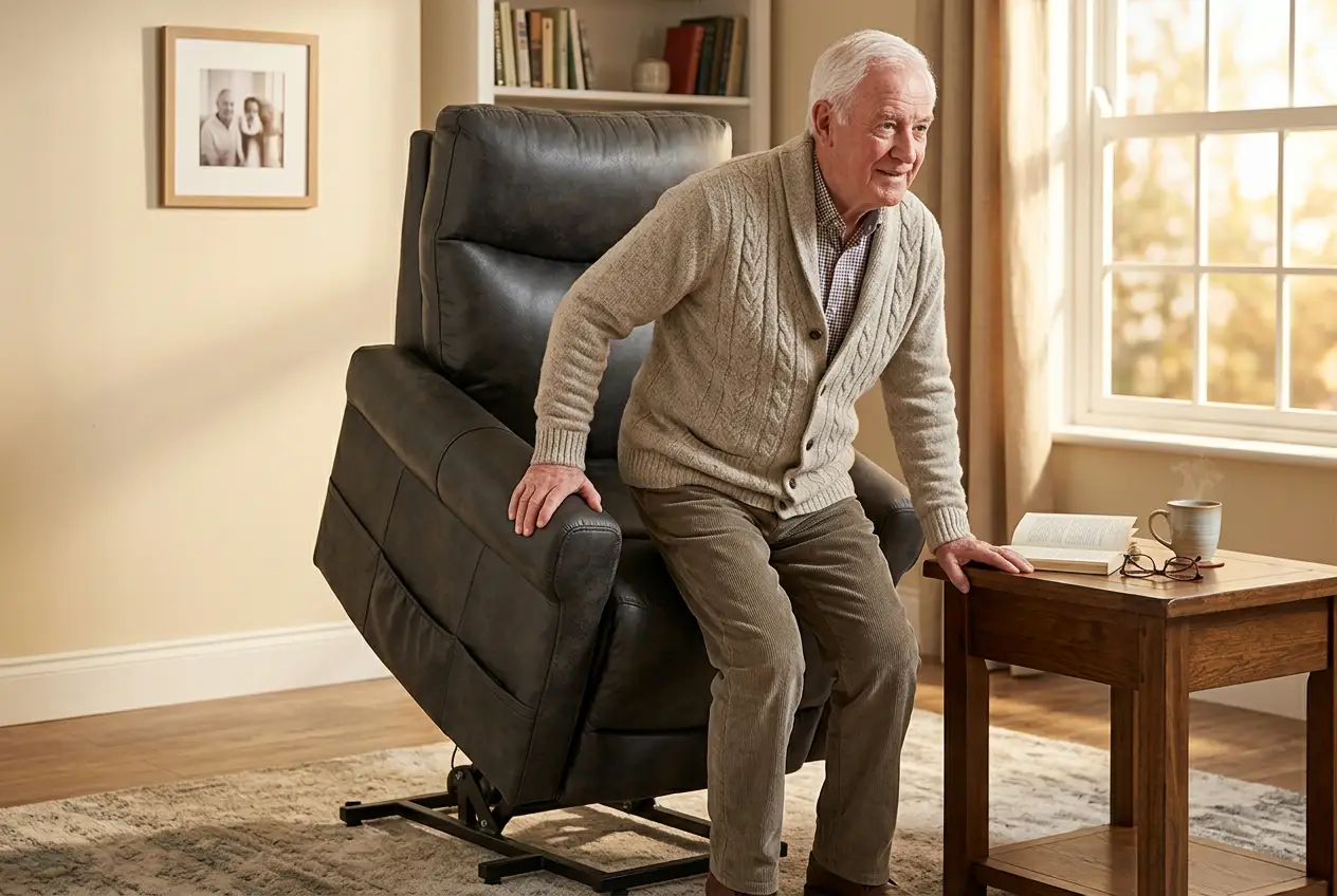 ComfortRise Granite Infinite Position Lift Chair with Power Headrest & Lumbar Support by Ornate Furniture