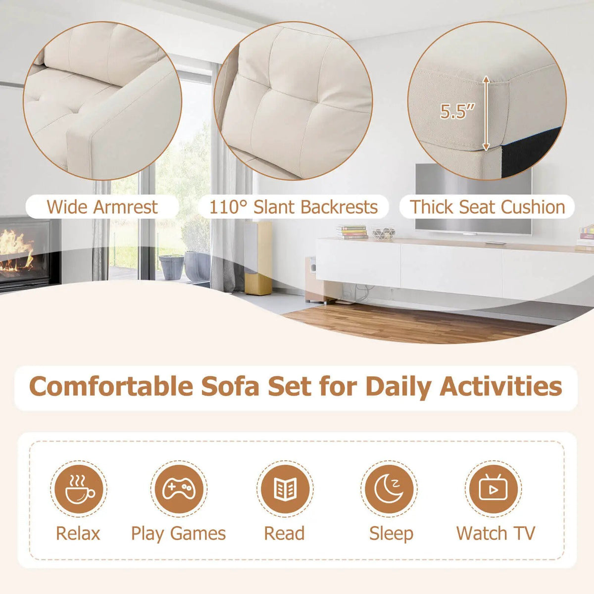L-shaped Sectional Corner Sofa Set with Storage Ottoman, photo 2 of 16