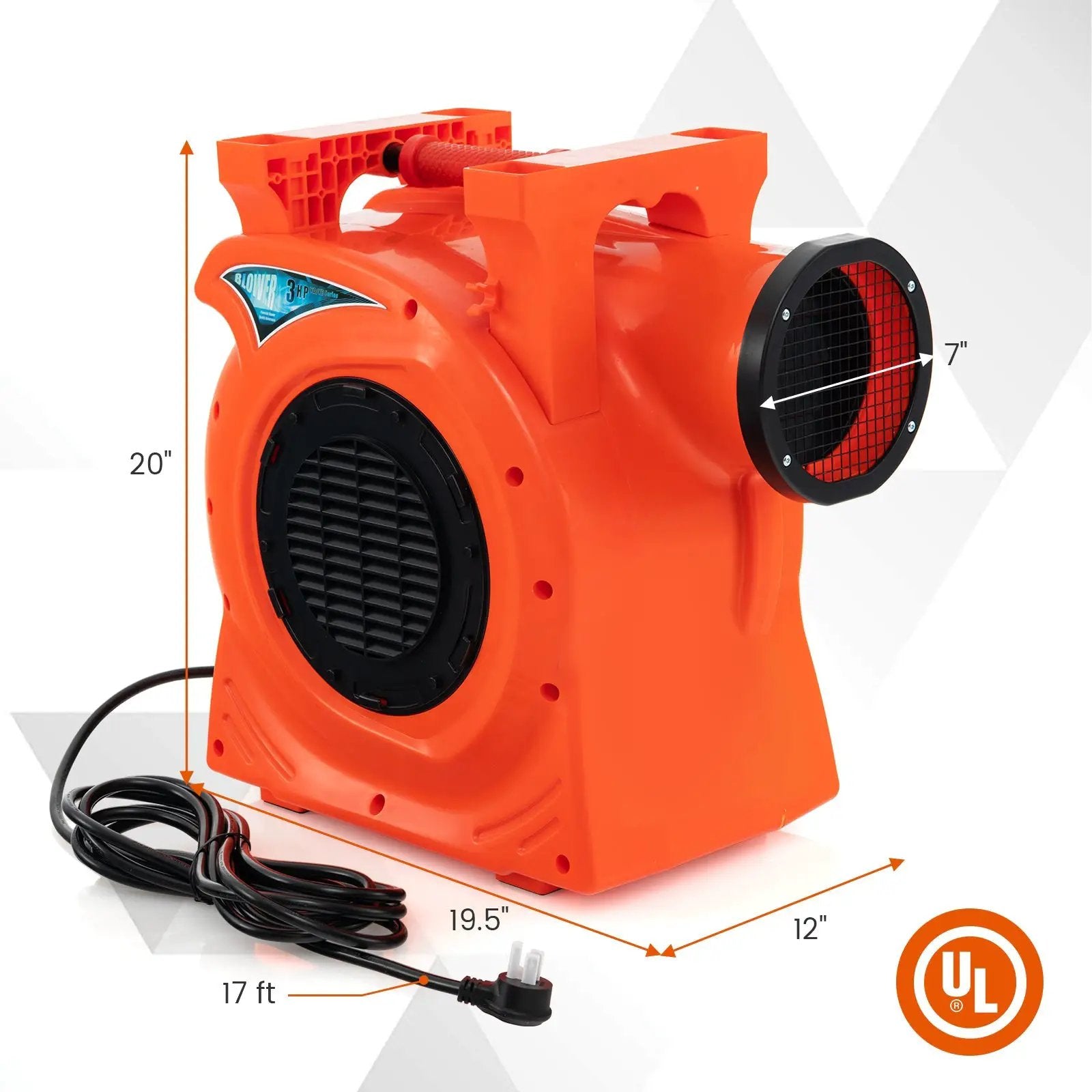 2200W 3 HP Commercial Air Blower for Giant Outdoor Inflatable Bounce House by DirectDeals
