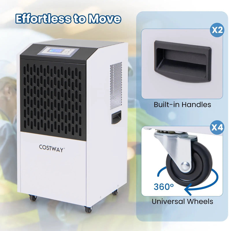 250 Pints Commercial Dehumidifier with Drain Hose Large Spaces up to 8500 Sq.Ft-White by DirectDeals