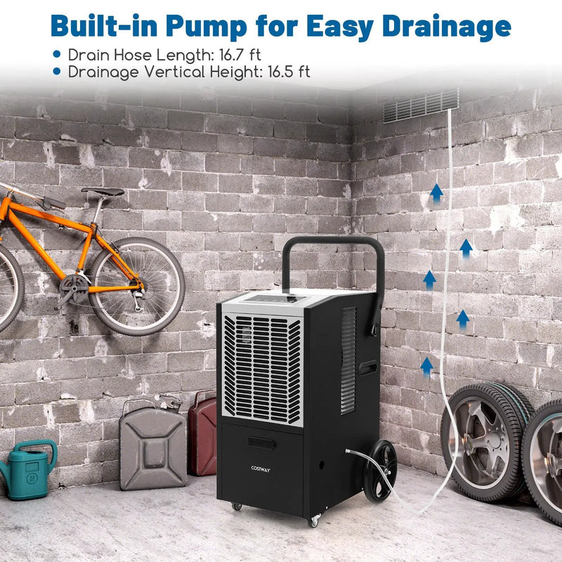 140 Pints Commercial Dehumidifier Crawl Space Dehumidifier with Pump and Drain Hose by DirectDeals