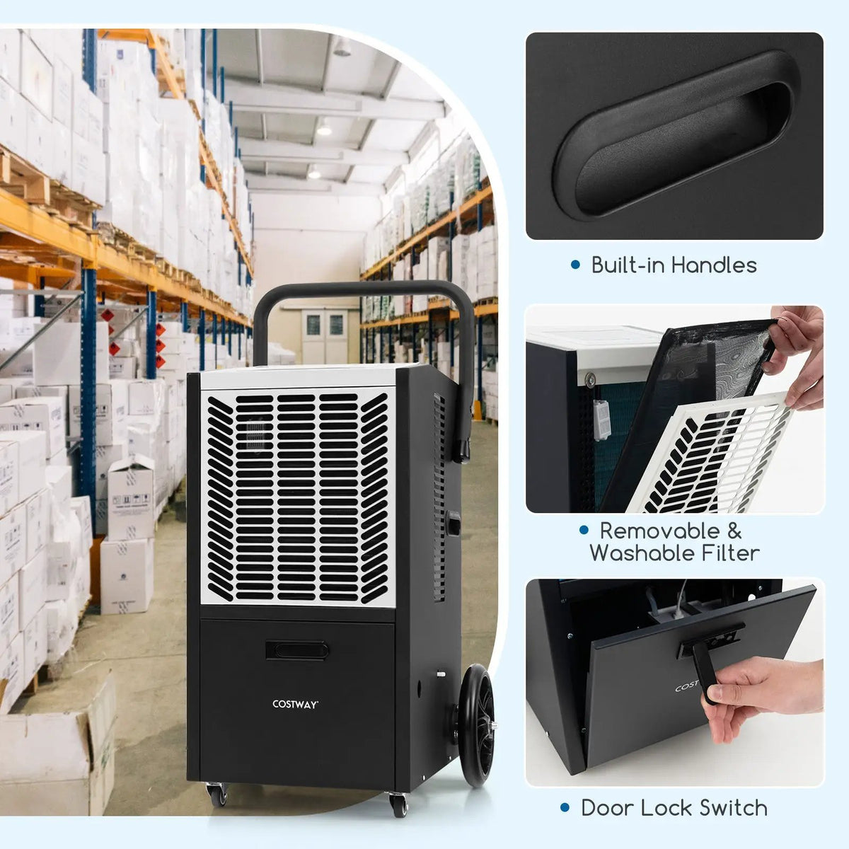 140 Pints Commercial Dehumidifier Crawl Space Dehumidifier with Pump and Drain Hose, photo 7 of 9
