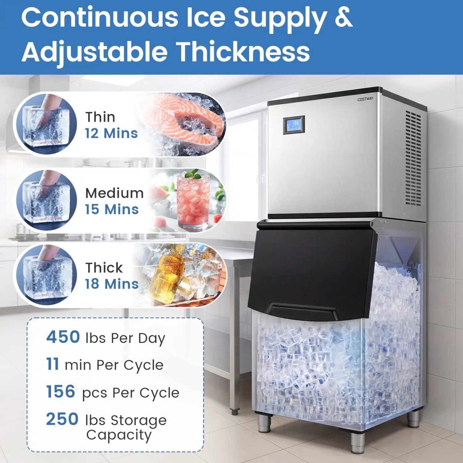 Freestanding Commercial Ice Maker 450 lbs/24H by DirectDeals