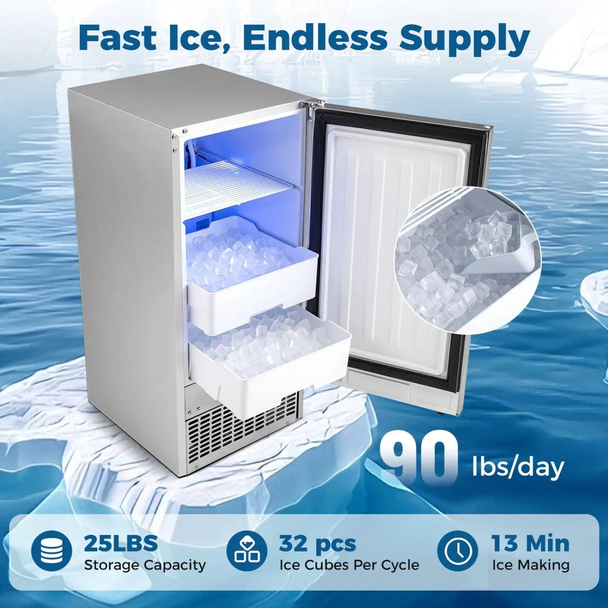 Commercial Under Counter Ice Maker 90 lbs/Day, photo 4 of 16