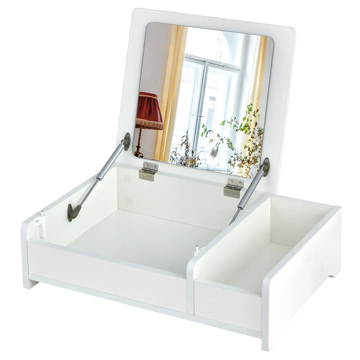 Compact Bay Window Makeup Dressing Table with Flip-Top Mirror, photo 10 of 16