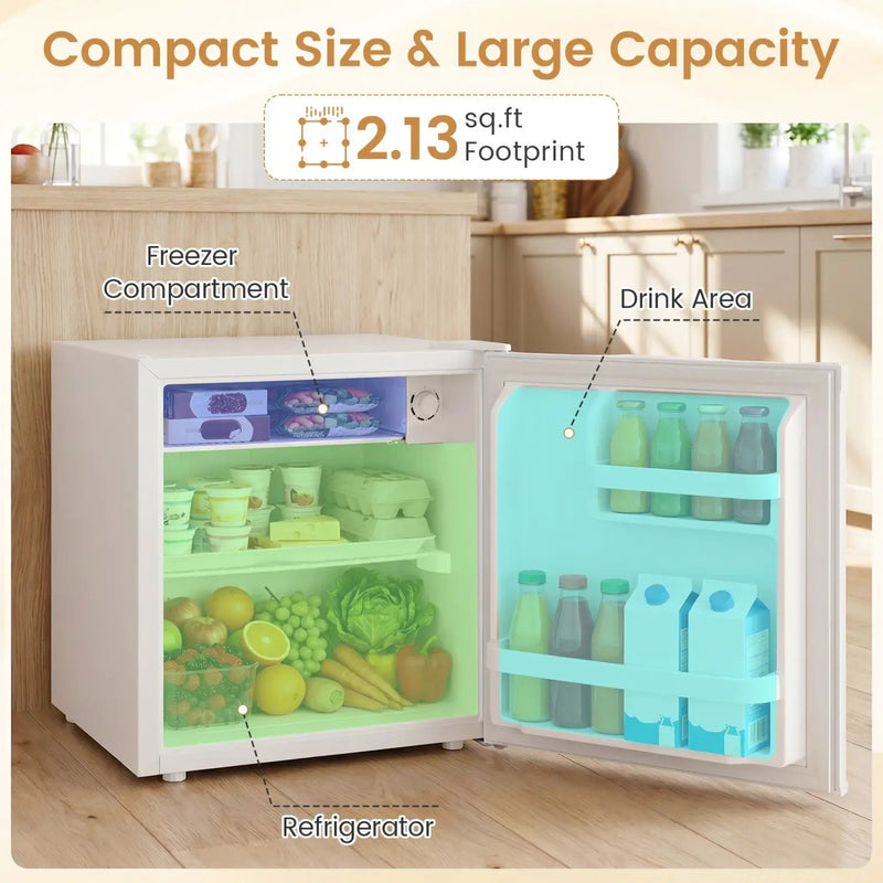Compact Mini Fridge with 7-Level Thermostat - 1.7 Cu Ft by DirectDeals