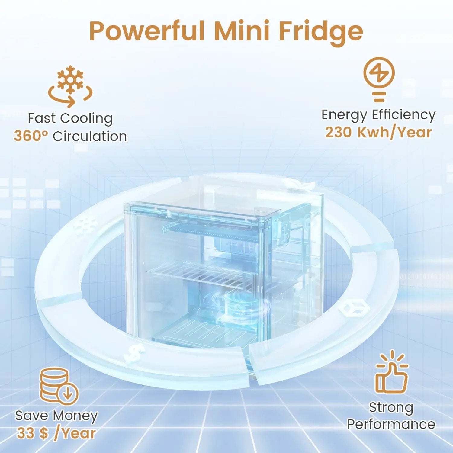Compact Mini Fridge with 7-Level Thermostat - 1.7 Cu Ft by DirectDeals