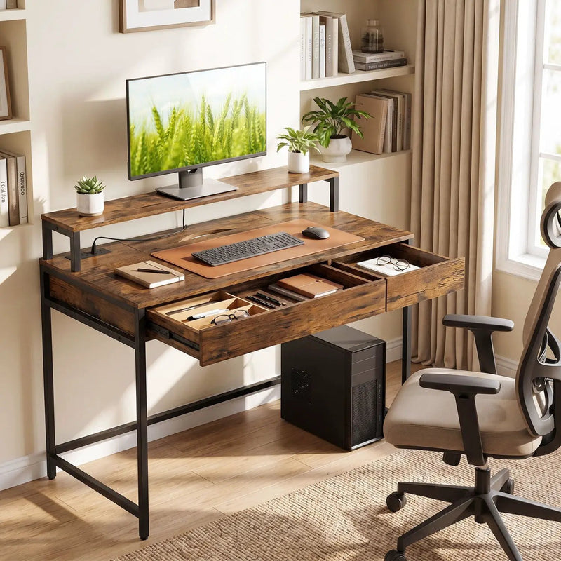 Compact Office Desk with Removable Monitor Shelf & Drawer by DirectDeals