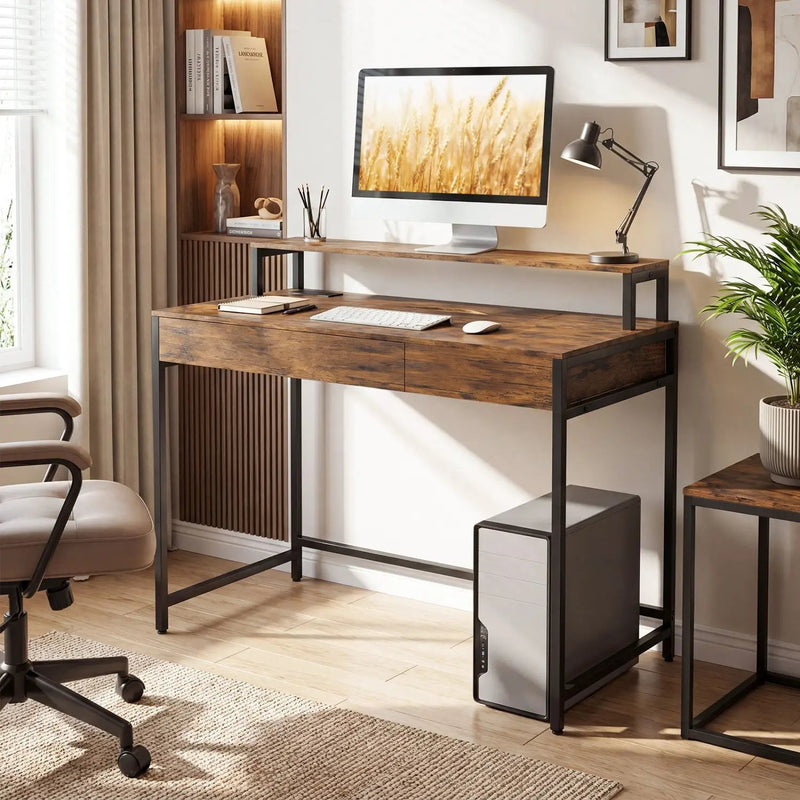 Compact Office Desk with Removable Monitor Shelf & Drawer by DirectDeals