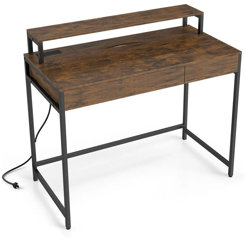 Compact Office Desk with Removable Monitor Shelf & Drawer by DirectDeals