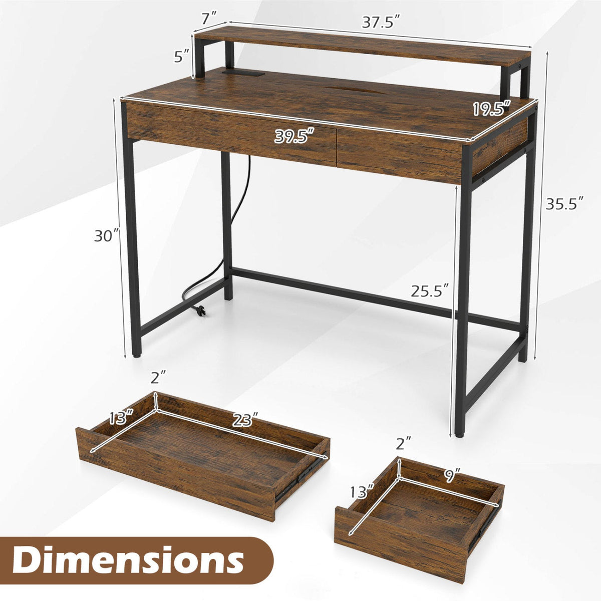 Compact Office Desk with Removable Monitor Shelf & Drawer, photo 13 of 16