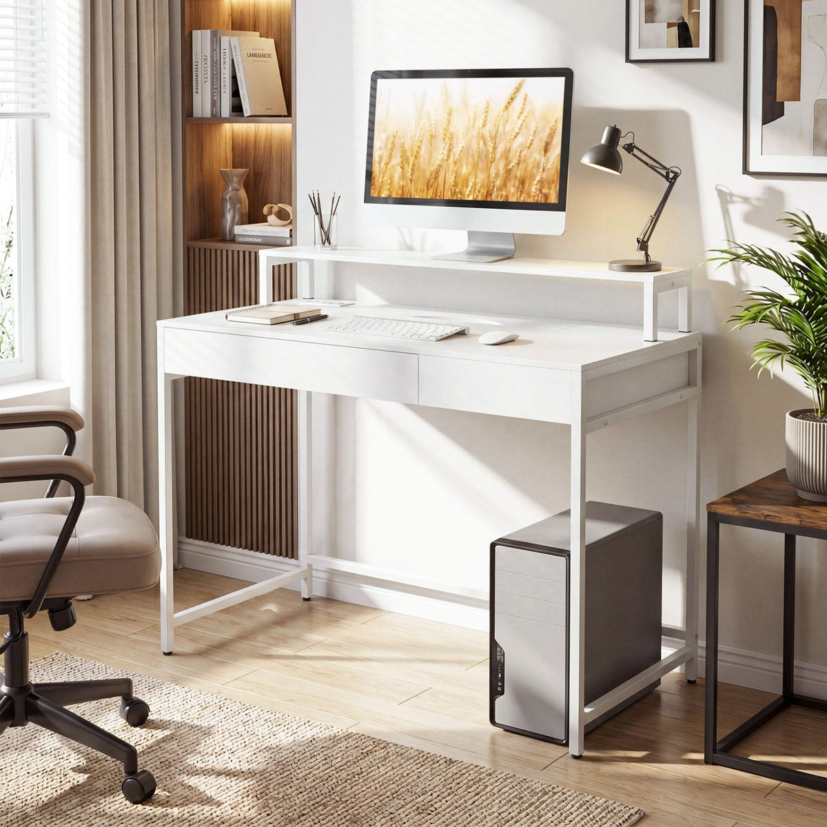 Compact Office Desk with Removable Monitor Shelf & Drawer, photo 2 of 16