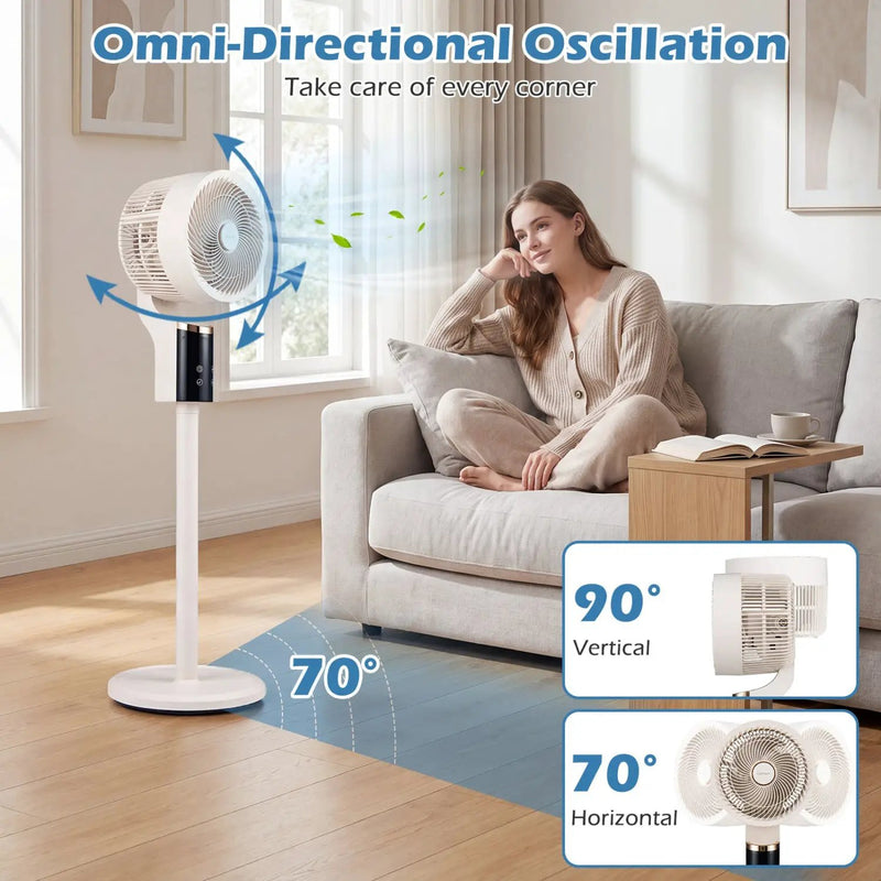 Compact Oscillating Standing Fan with 70° Oscillation and 90° Tilt for Home Office by DirectDeals