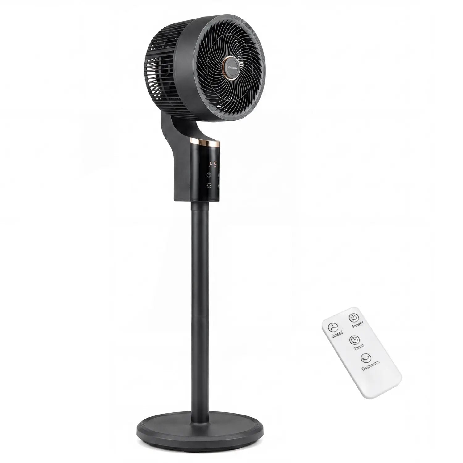 Compact Oscillating Standing Fan with 70° Oscillation and 90° Tilt for Home Office by DirectDeals