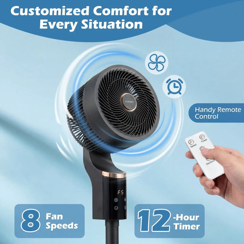 Compact Oscillating Standing Fan with 70° Oscillation and 90° Tilt for Home Office by DirectDeals