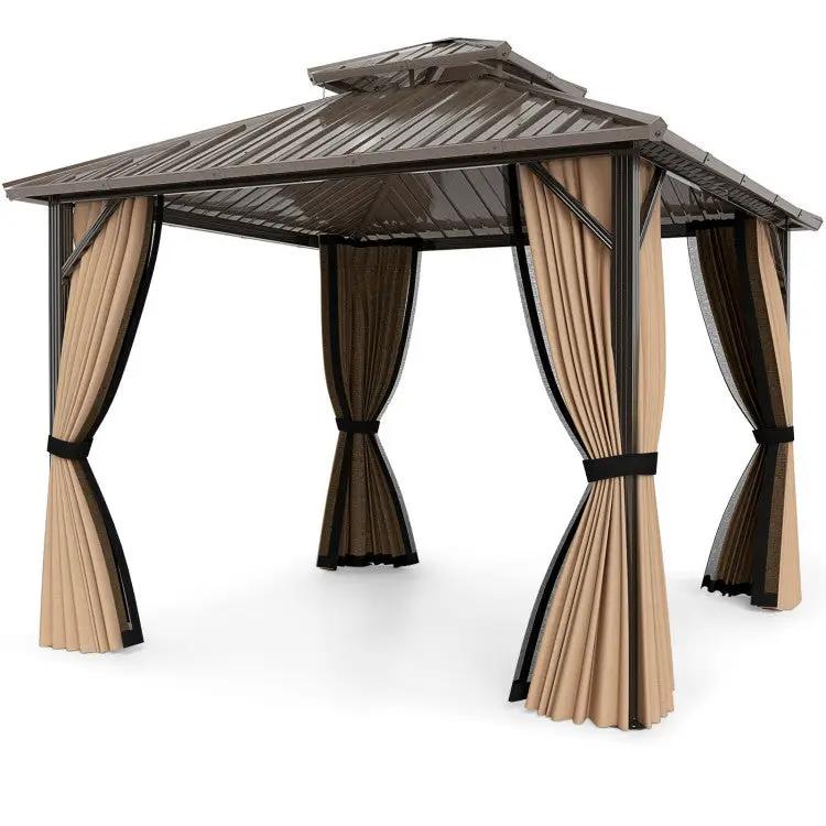 Complete Outdoor Lounge Ensemble: All-Weather 10' x 10' Hardtop Gazebo and 4 by DirectDeals