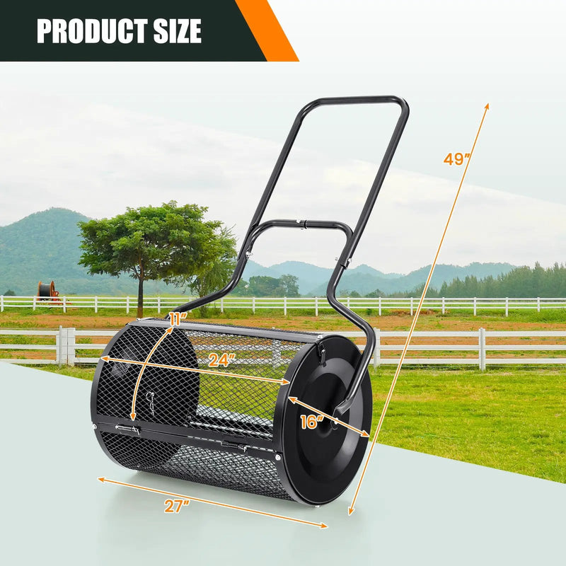 24 Inches Peat Moss Spreader with Upgrade Side Latches and U-shape Handle-Green by DirectDeals