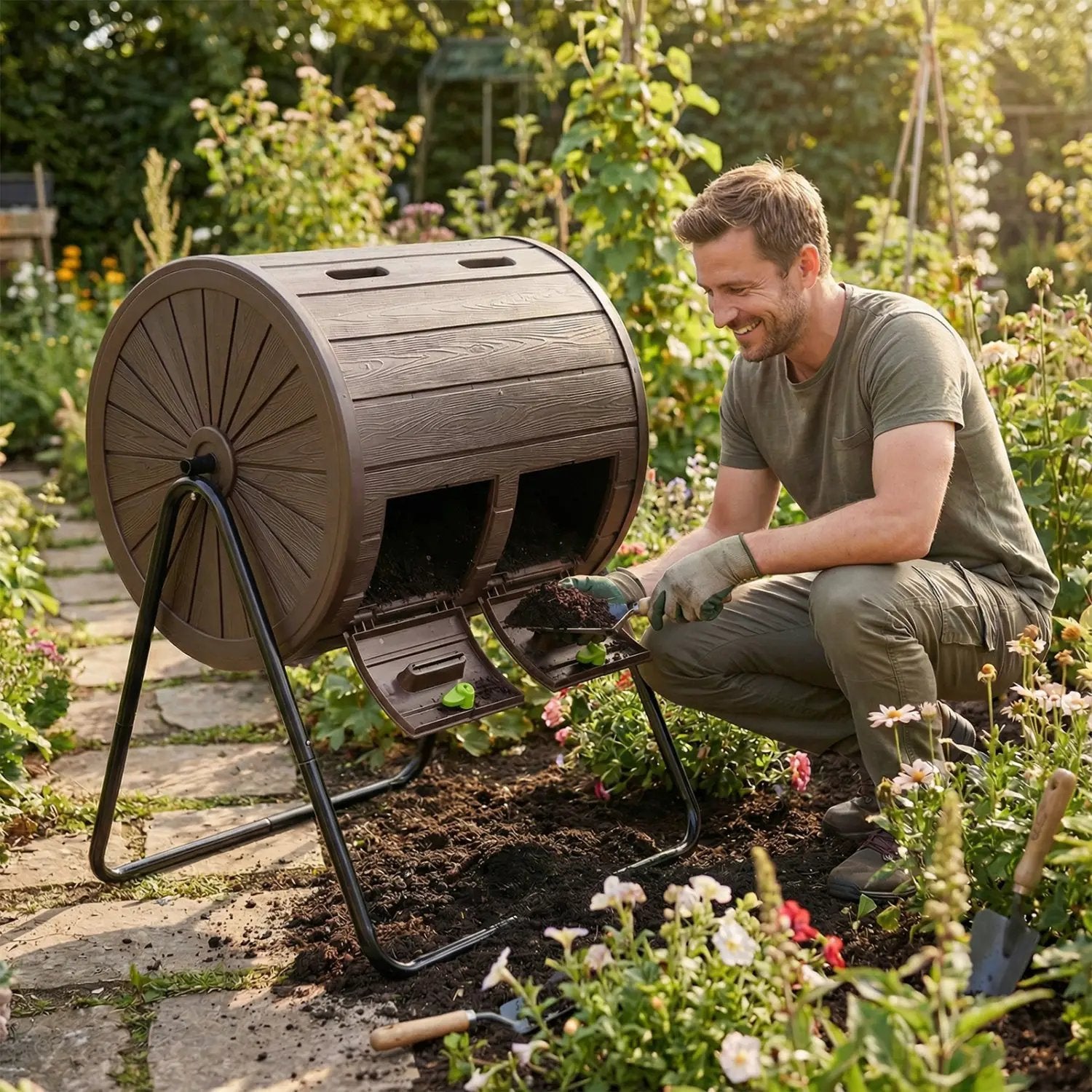 Compost Tumbler 37.5 Gallon Large Outdoor Compost Bin by DirectDeals